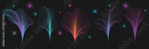 Futuristic color laser arrow shoots a gradient beam in pink, magenta, and teal, glowing with kinetic energy. 3D render illustration