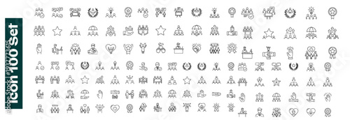 Charity giving, donate money outline icons big set. Line signs volunteering and giving support donation or symbols friendship. Thin vector pictograms pack for web infographic business social projects.