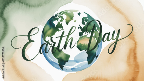 Earth day celebration with a watercolor globe on a colorful background