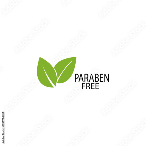 Paraben free logo with green leaves symbolizing natural products