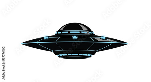 A classic illustration of a dark disc shaped unidentified flying object