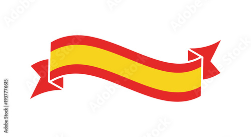 A waving ribbon banner displaying the colors of the spanish flag