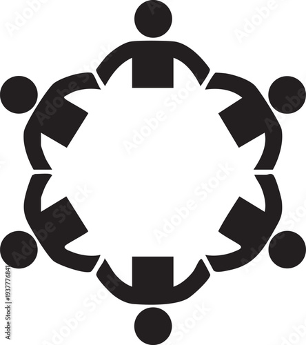 People joining hands in a circle vector illustration, flat design teamwork graphic