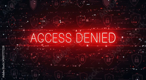 Access denied screen with glowing red neon text and lock icons