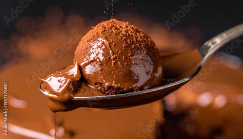 Decadent Chocolate Dessert Spoonful - Rich Molten Lava Cake