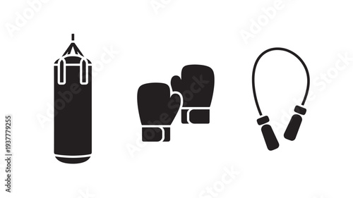 Boxing Punching Bag Gloves And Jump Rope For Fitness Training