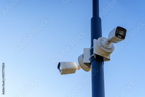 Surveillance Camera on Street Pole for Urban Security and Monitoring