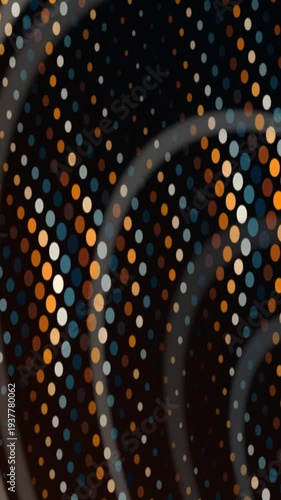Abstract Dark Background with Colorful Dots and Swirling Lines, Dynamic and Modern Digital Art.