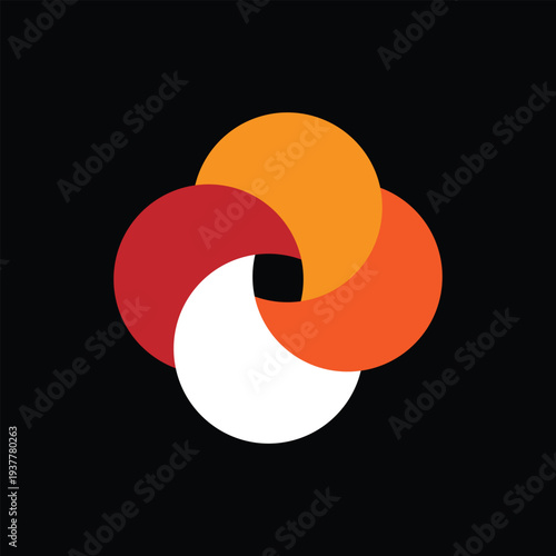 Abstract Interlocking Circles Logo Vector on Black Background