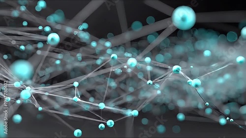Abstract digital network of glowing cyan spheres and connecting lines representing big data connectivity and technology