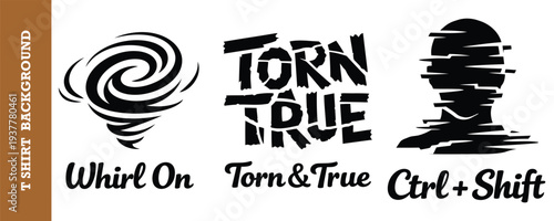 Creative minimalist tshirt design collection with abstract swirls and typography themes isolated on transparency