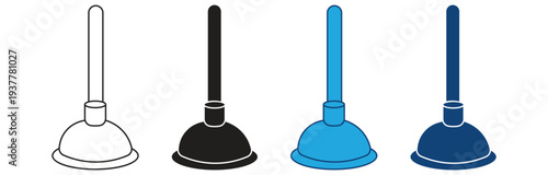 Sink plunger icon set. Toilet Plunger icon . Vector illustration.