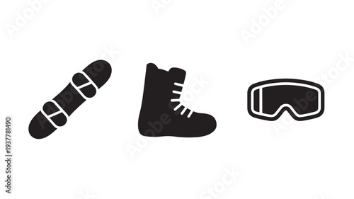 Ski Boot Snowboard Goggles For Winter Sports Equipment Concepts