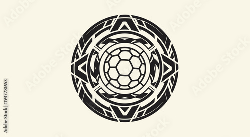 Black and White Soccer Ball Mandala Design.