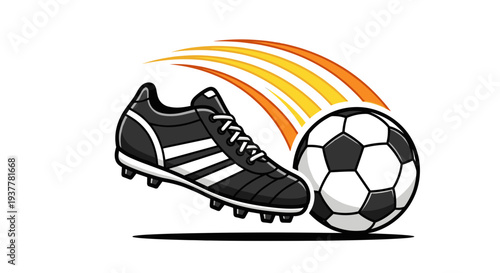 Black Football Boot and Soccer Ball.