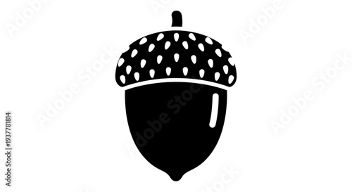Stylized black vector illustration of a single acorn, symbolizing nature's resilience and potential for growth, perfect for various design projects