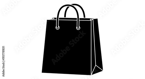 Black shopping bag illustration with handles, a simple and elegant design for retail and commerce