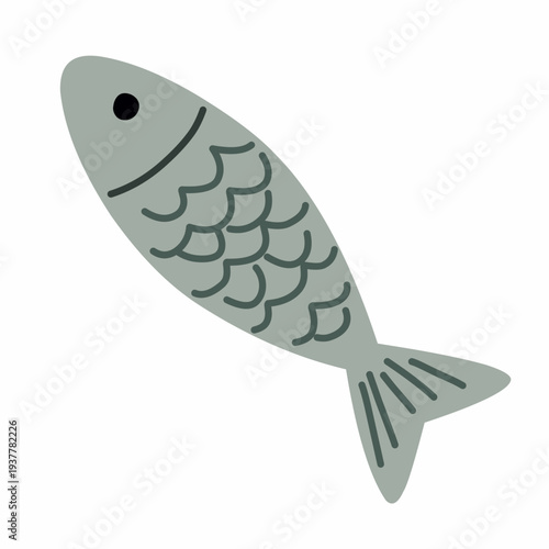 Fish Toy with Simple Shape in Flat Vector Style for Cat Play Theme