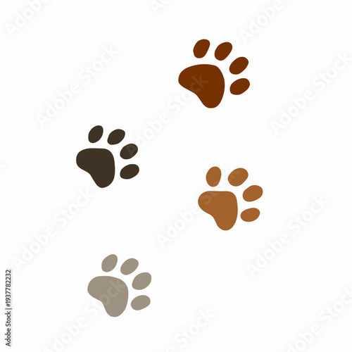 Cat Paw Print with Simple Shape in Flat Vector Style for Pet Design