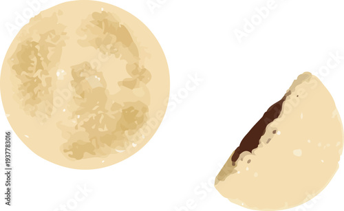 korean chewy bread filled with sugar and peanut chunks asian street food digital illustration icon