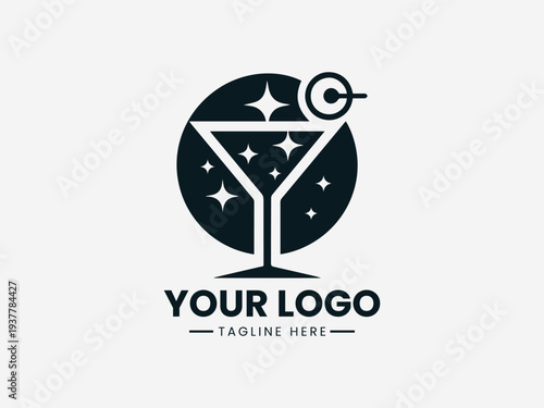 Luxury Cocktail Stellar Drink black vector logo illustration white background