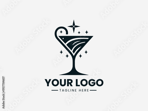 Luxury Cocktail Stellar Drink black vector logo illustration white background