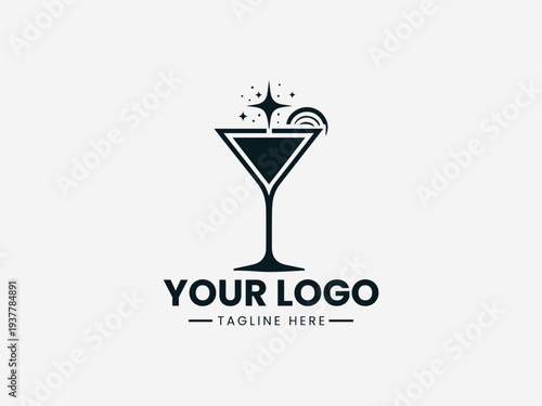 Luxury Cocktail Stellar Drink black vector logo illustration white background