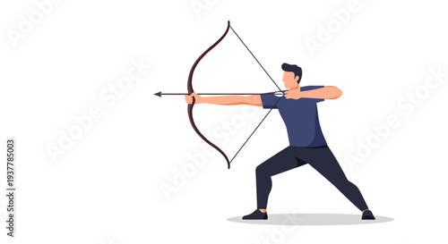 Archer aiming bow and arrow in a dynamic pose.