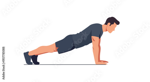 Man doing a push up exercise on a mat.