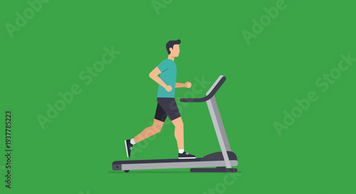 Man running on a treadmill for exercise.