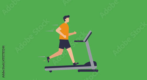 Man running on treadmill for fitness and exercise.