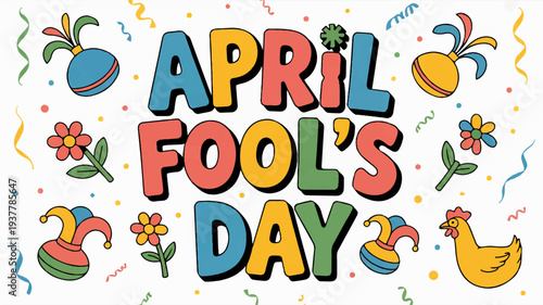 Colorful april fool's day celebration with confetti and decorations