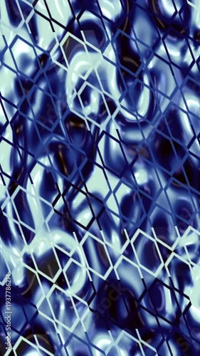 Abstract Blue Geometric Pattern with Lines and Shapes.