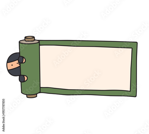 手描きのかわいい忍者の巻物フレーム