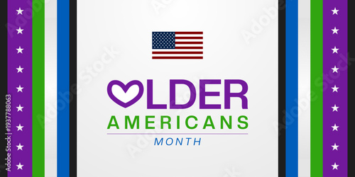 Mat is Older Americans Month. Great for posters, banners, social media and more. White background.