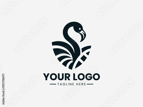 Crimson Flamingo Vintner black vector logo illustration on white background
