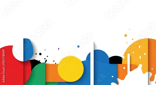 Abstract Colorful Geometric Shapes on White Background.