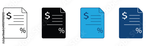 Tariff icon Set Multiple Style Collection. Vector illustration.