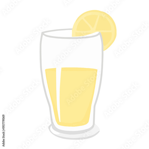 A simple cartoon of a glass of lemonade with a lemon slice garnish
