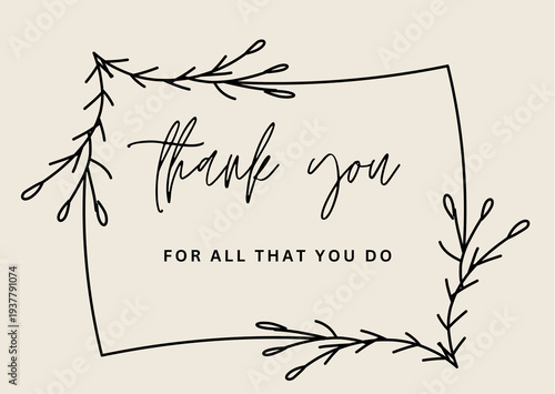 minimalistic thank you card, floral thank you card, cute thank you card, Thank you card, Beautiful thank you card for volunteers. Illustrated thank you cards.