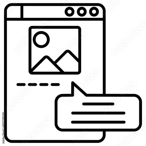 Social Caption Outline Icon Illustration Vector