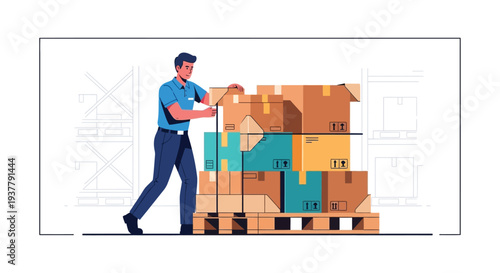 Freight handler moving pallet stack vector