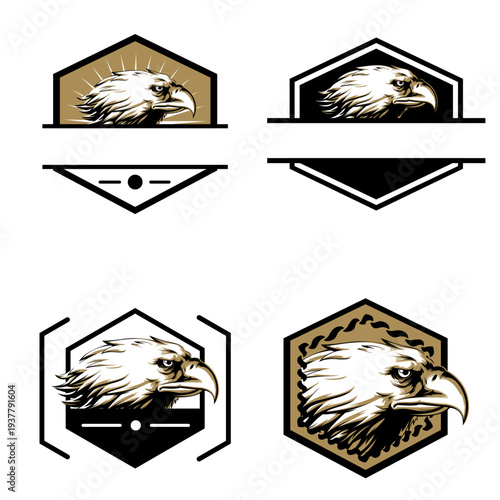 Badge Hexagonal Eagle Royal Bird Emblem