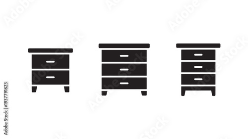 Three Black Chest Of Drawers Silhouettes For Furniture Concepts