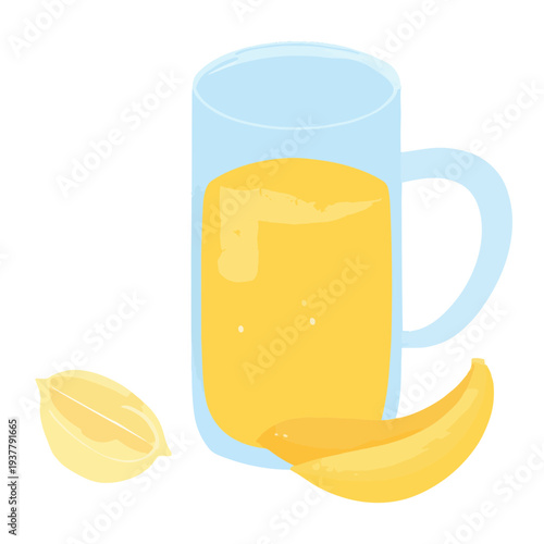 Simple illustration of a clear glass beer mug with golden liquid