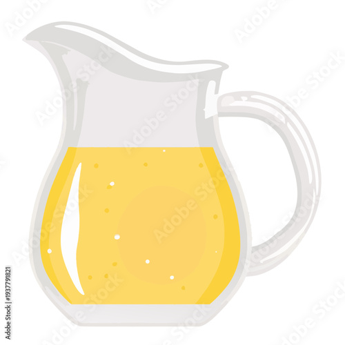 An illustrated pitcher of yellow liquid with bubbles, handle on the side