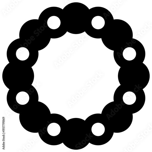 Necklace. Outlined stroke vector icon with black-filled details.