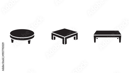 Three Black Furniture Icons For Design Concepts