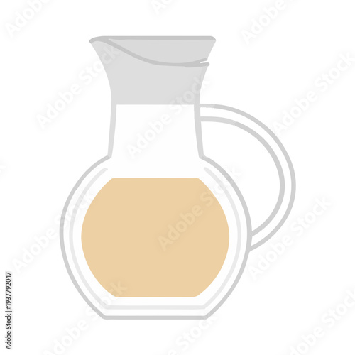Simple illustration of a glass pitcher with a rounded body and a handle, filled with liquid