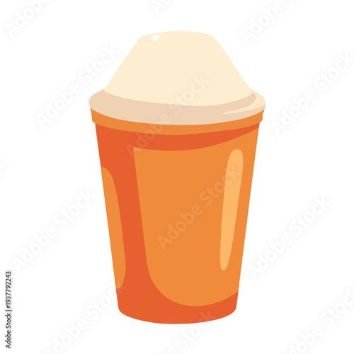 Vector illustration of an orange drink with creamy foam, stylized, isolated on white